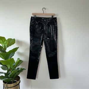Zara latex look shiny black leather skinny pants